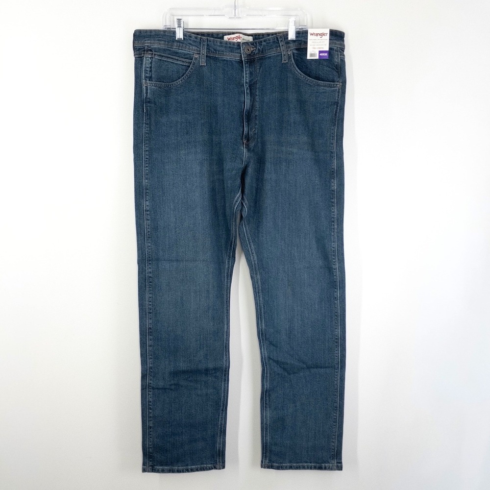 Wrangler Regular Fit Jeans Mens 40x32 Blue Stretch‎ Denim Straight Leg NWT